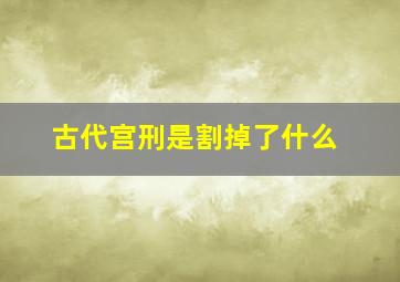 古代宫刑是割掉了什么