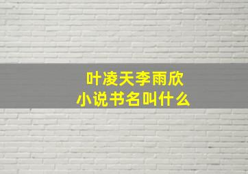 叶凌天李雨欣小说书名叫什么