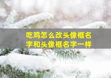 吃鸡怎么改头像框名字和头像框名字一样