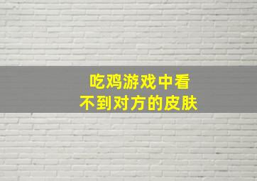 吃鸡游戏中看不到对方的皮肤