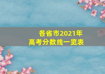 各省市2021年高考分数线一览表