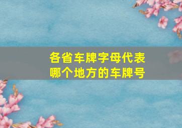 各省车牌字母代表哪个地方的车牌号