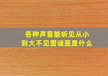 各种声音能听见从小到大不见面谜底是什么