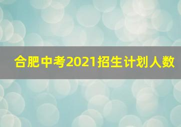 合肥中考2021招生计划人数