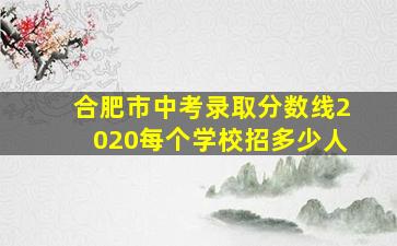 合肥市中考录取分数线2020每个学校招多少人