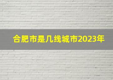 合肥市是几线城市2023年