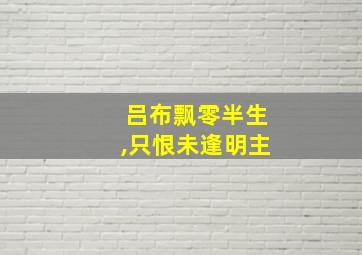 吕布飘零半生,只恨未逢明主