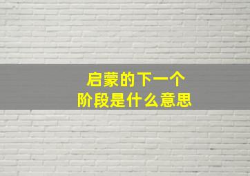 启蒙的下一个阶段是什么意思