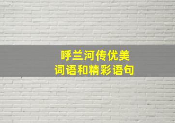 呼兰河传优美词语和精彩语句