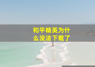 和平精英为什么没法下载了