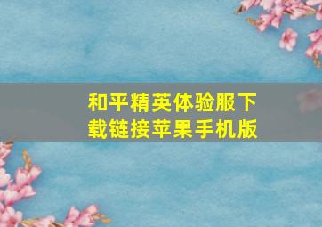 和平精英体验服下载链接苹果手机版