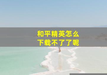 和平精英怎么下载不了了呢