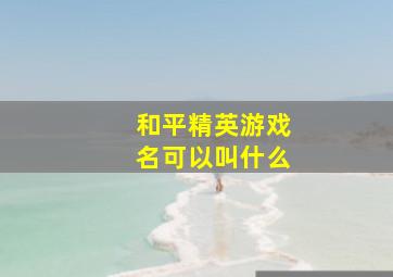 和平精英游戏名可以叫什么