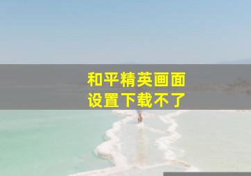 和平精英画面设置下载不了