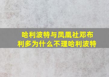 哈利波特与凤凰社邓布利多为什么不理哈利波特