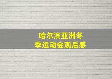 哈尔滨亚洲冬季运动会观后感