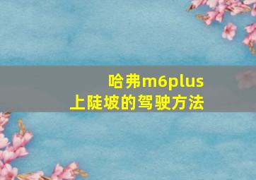 哈弗m6plus上陡坡的驾驶方法