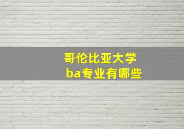 哥伦比亚大学ba专业有哪些