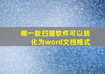 哪一款扫描软件可以转化为word文档格式