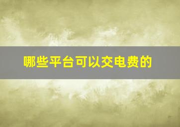 哪些平台可以交电费的