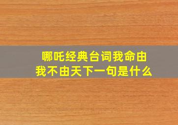 哪吒经典台词我命由我不由天下一句是什么