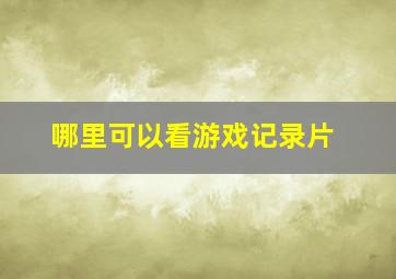 哪里可以看游戏记录片