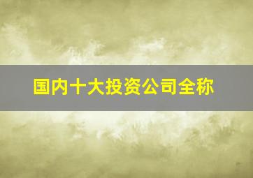 国内十大投资公司全称