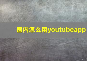 国内怎么用youtubeapp