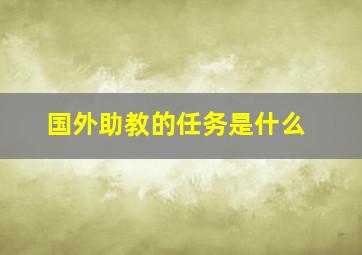 国外助教的任务是什么