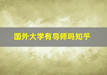 国外大学有导师吗知乎