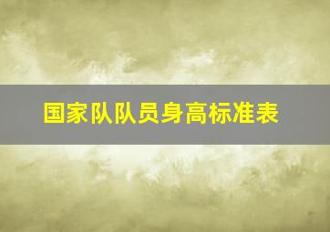 国家队队员身高标准表