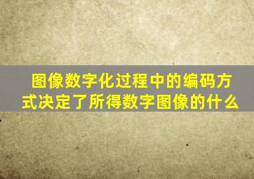 图像数字化过程中的编码方式决定了所得数字图像的什么