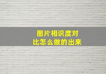 图片相识度对比怎么做的出来