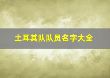 土耳其队队员名字大全