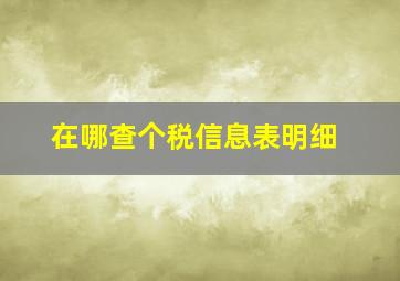 在哪查个税信息表明细