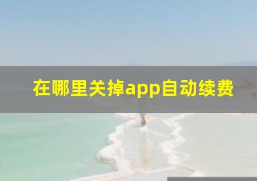 在哪里关掉app自动续费