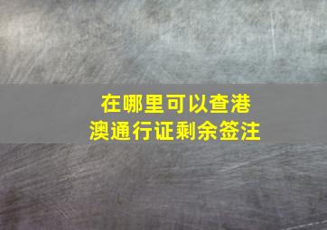 在哪里可以查港澳通行证剩余签注