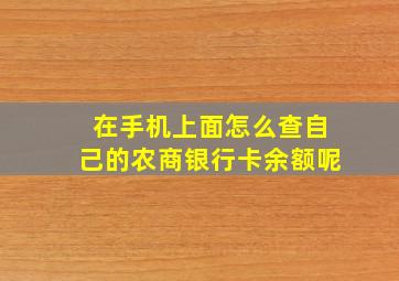 在手机上面怎么查自己的农商银行卡余额呢