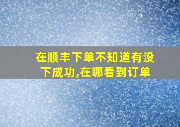 在顺丰下单不知道有没下成功,在哪看到订单