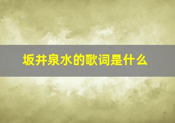 坂井泉水的歌词是什么