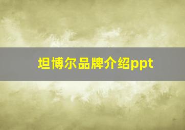 坦博尔品牌介绍ppt