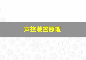 声控装置原理