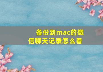 备份到mac的微信聊天记录怎么看