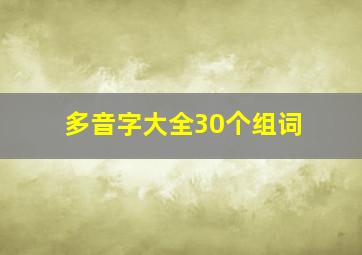 多音字大全30个组词