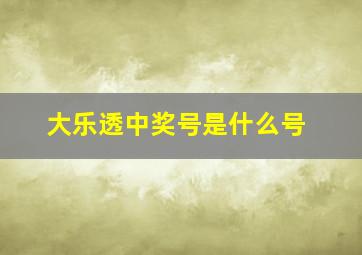 大乐透中奖号是什么号