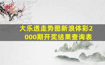 大乐透走势图新浪体彩2000期开奖结果查询表