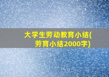 大学生劳动教育小结(劳育小结2000字)