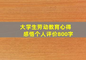 大学生劳动教育心得感悟个人评价800字