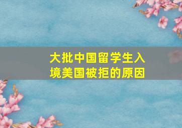 大批中国留学生入境美国被拒的原因