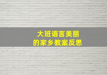 大班语言美丽的家乡教案反思